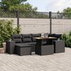 vidaXL 7-delige Loungeset met kussens poly rattan zwart