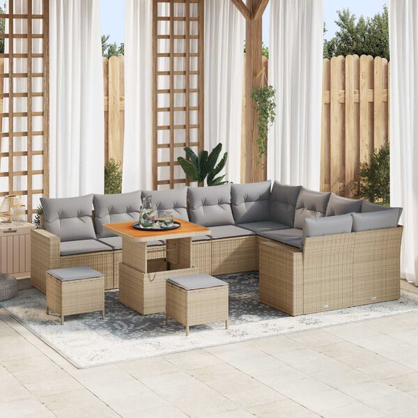 vidaXL Tuin Sofa Set 12 pcs Beige poly rattan