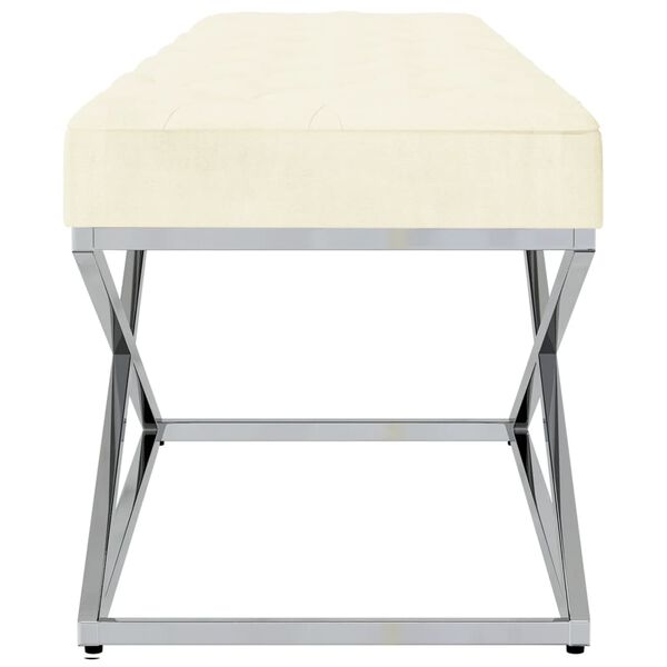 vidaXL Bankje 97 cm fluweel en roestvrij staal cr&egrave;mekleurig