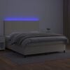 vidaXL Boxspring met matras en LED kunstleer cr&egrave;mekleurig 180x200 cm