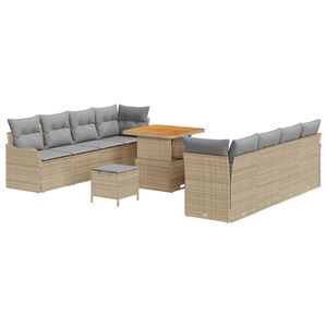 vidaXL Tuin Sofa Set met kussen met opslag 11 pcs Beige en Licht Grijs