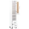 vidaXL Hoge kast 34,5x34x180 cm bewerkt hout hoogglans wit