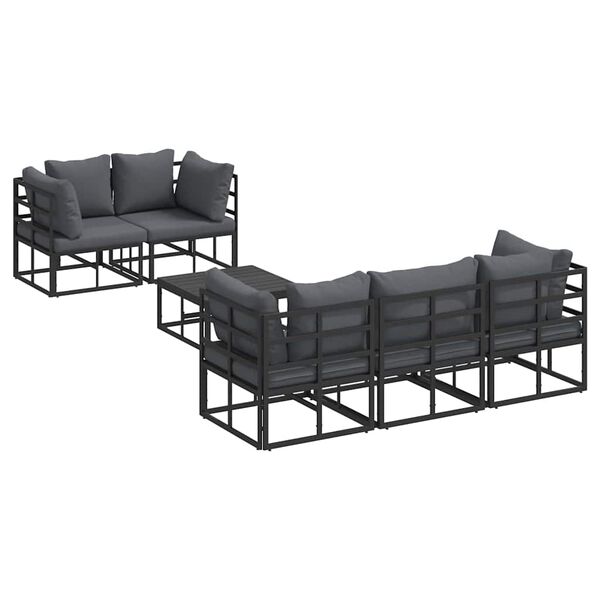 vidaXL Tuin Sofa Set met kussen 6 pcs Zwart Aluminium