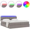 vidaXL Bed met LED-striplichten met hoofdeinde Taupe 180 x 200 cm Stof