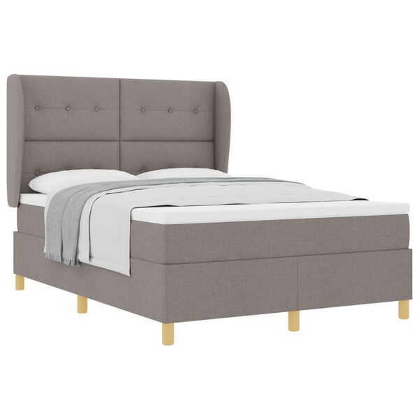 vidaXL Boxspringbed met Matras Donkergrijs 90x190 cm Taupe Stof