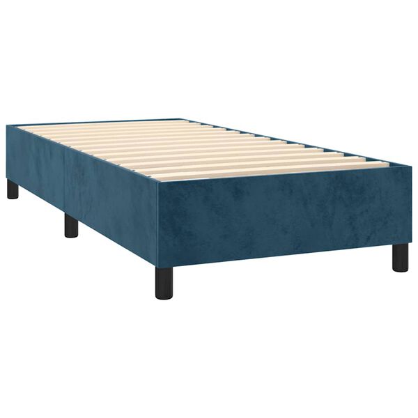 vidaXL Boxspring met matras fluweel donkerblauw 90x190 cm