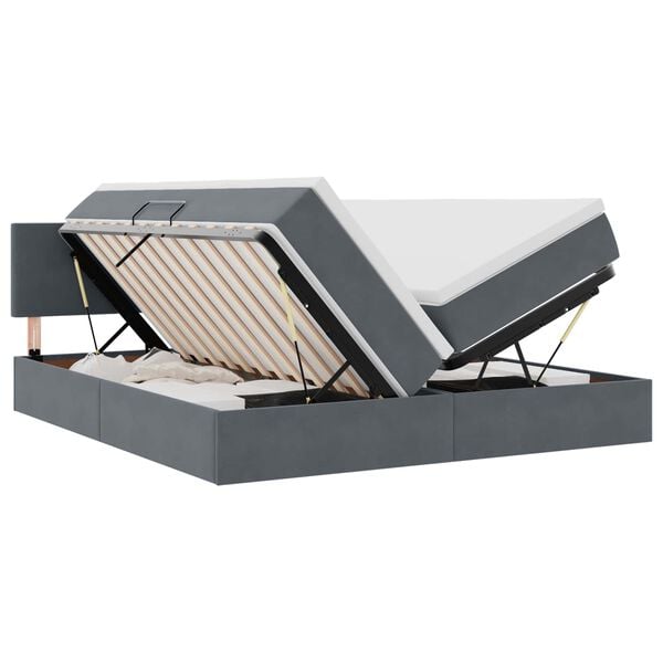 vidaXL Bed met LED-striplichten Donkergrijs 180 x 200 cm Fluweel