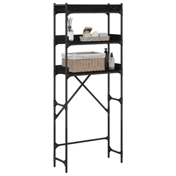 vidaXL Wasmachineplank Zwart 0ak 67 x 25 x 163 cm Bewerkt hout