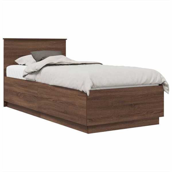 vidaXL Bedframe met hoofdeinde Bruin eiken 100 x 200 cm Bewerkt hout