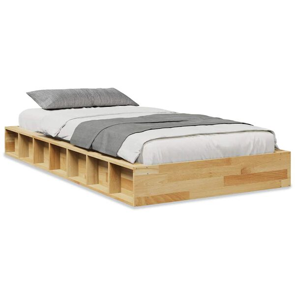 vidaXL Bedframe zonder matras 75x190 cm massief hout eiken
