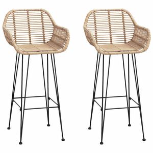 vidaXL Barkruk 2 st Naturel 55 x 52 x 105 cm Riet en IJzer