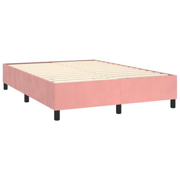 vidaXL Boxspring met matras fluweel roze 140x190 cm