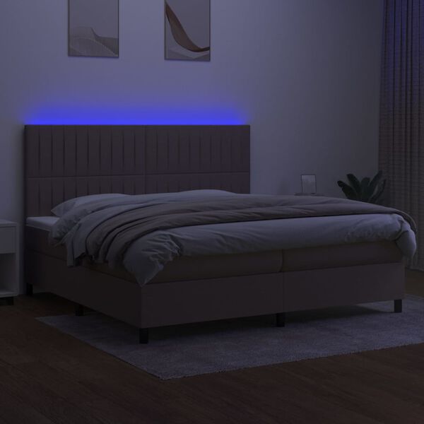 vidaXL Boxspring met matras en LED stof taupe 200x200 cm