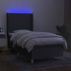 vidaXL Boxspring met matras en LED stof donkergrijs 90x190 cm