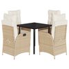vidaXL 5-delige Tuinset met kussens poly rattan beige