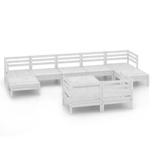 vidaXL 10-delige Loungeset massief grenenhout wit