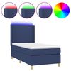 vidaXL Boxspring met matras en LED stof blauw 100x200 cm