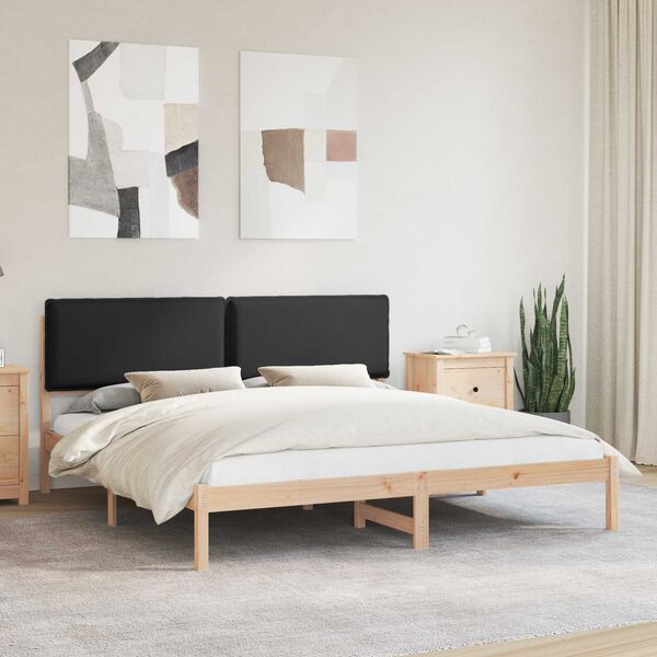 vidaXL Bedframe met Gevoerd Hoofdgedeelte Zwart 180 x 200 cm