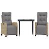 vidaXL 3-delige Tuinset met kussens poly rattan gemengd beige