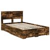 vidaXL Bedframe met hoofdeinde Gerookt eiken 135 x 190 cm Bewerkt hout