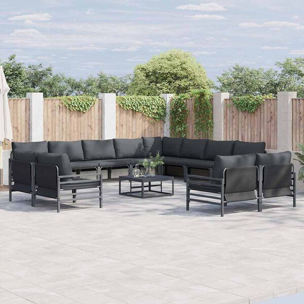 vidaXL Tuin Sofa Set Antraciet Staal