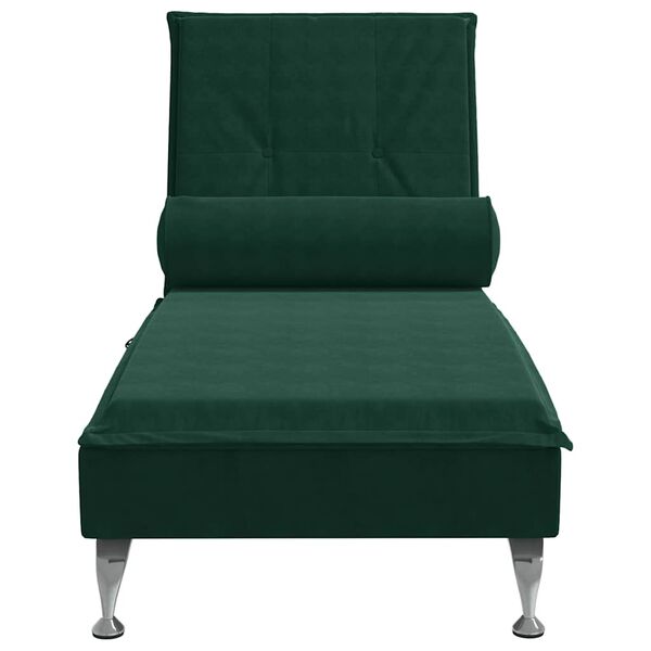 vidaXL Massage chaise longue met bolster fluweel donkergroen