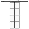 vidaXL Schuifdeur met beslagset 76x205 cm ESG glas zwart