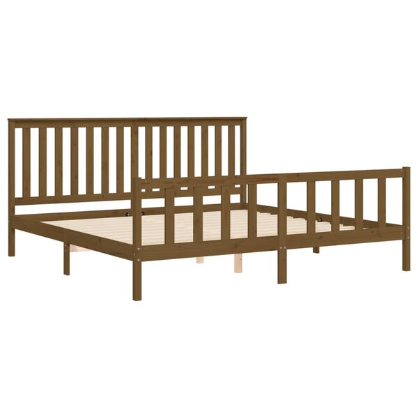 vidaXL Bedframe met hoofdbord massief hout honingbruin 180x200 cm