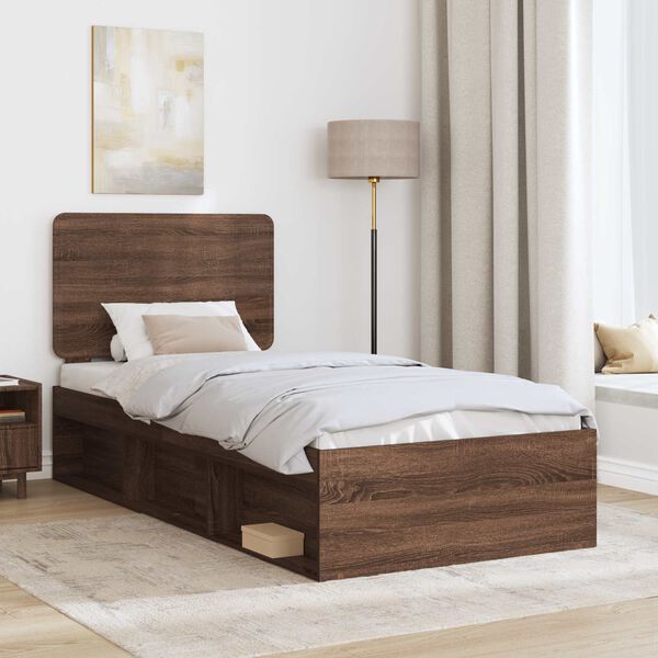 vidaXL Bedframe Bruin Eiken 75 x 190 cm Massief grenenhout