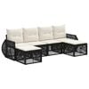 vidaXL Tuinbankenset 6 st 6-zits Zwart en Cream Wit poly rattan