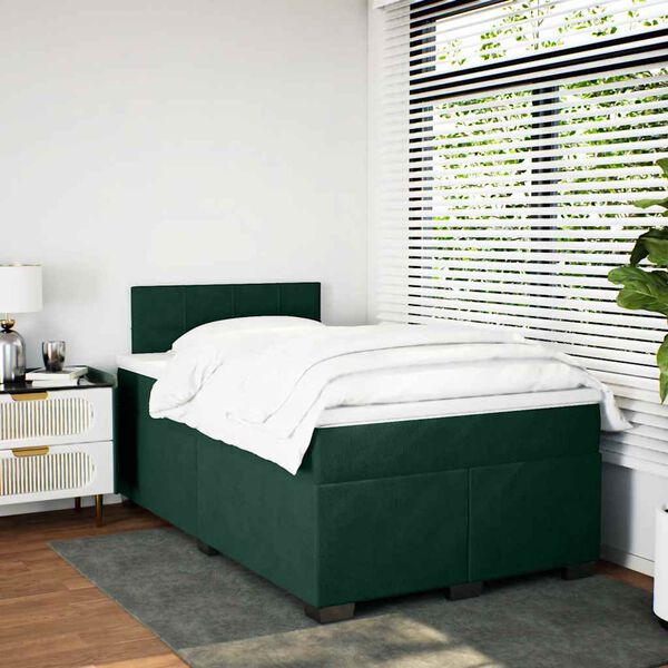 vidaXL Boxspring met matras fluweel donkergroen 120x190 cm