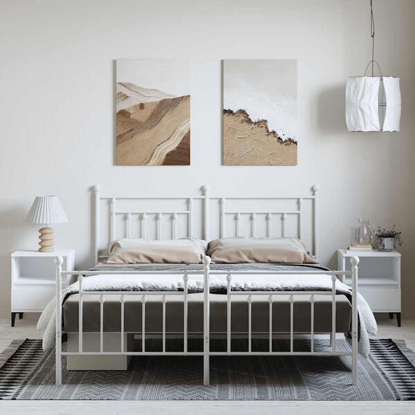 vidaXL Bedframe met hoofd- en voeteneinde metaal wit 183x213 cm