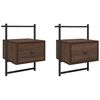 vidaXL Nachtkastjes 2 st wandgemonteerd 35x30x51 cm hout bruineiken
