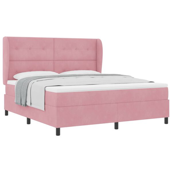 vidaXL Boxspringbed met matras Roze 200 x 180 cm Fluweel