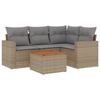 vidaXL 5-delige Loungeset met kussens poly rattan beige