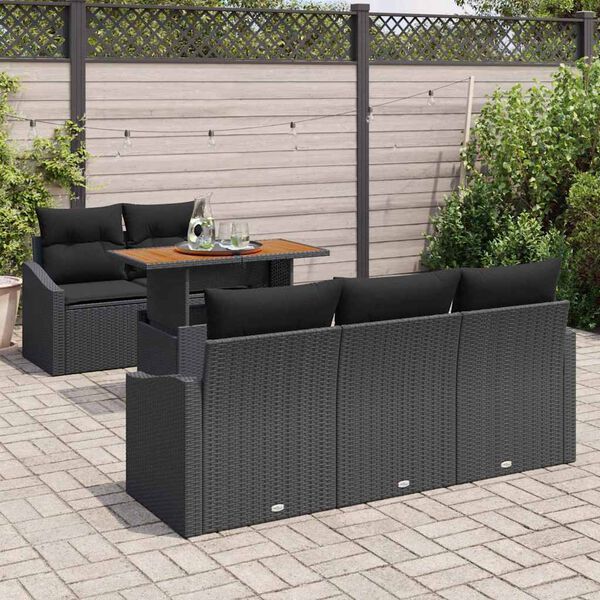 vidaXL Tuin Sofa Set met opslag 6 pcs Zwart Poly riet
