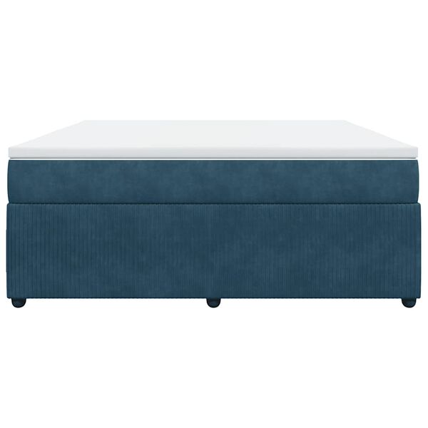 vidaXL Boxspring met matras fluweel donkerblauw 180x200 cm
