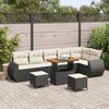 vidaXL Tuin Sofa Set met kussen 9 pcs Zwart en Cr&egrave;me Poly Rattan