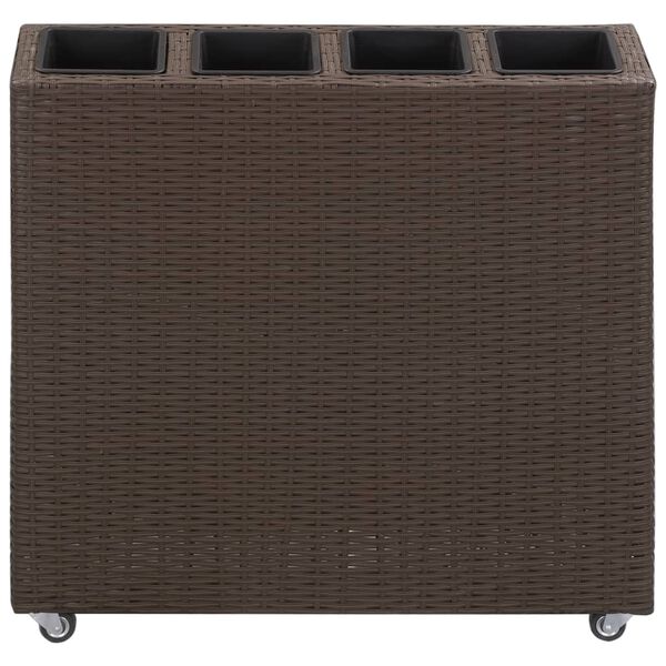 vidaXL Plantenbak verhoogd met 4 potten 80x22x79 cm poly rattan bruin