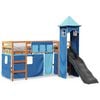 vidaXL Kinderhoogslaper met toren 80x200 cm massief grenenhout blauw