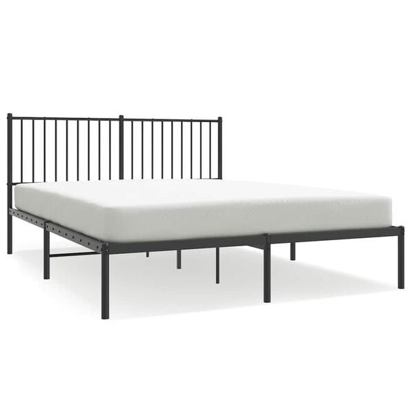 vidaXL Bedframe met hoofdbord metaal zwart 160x200 cm