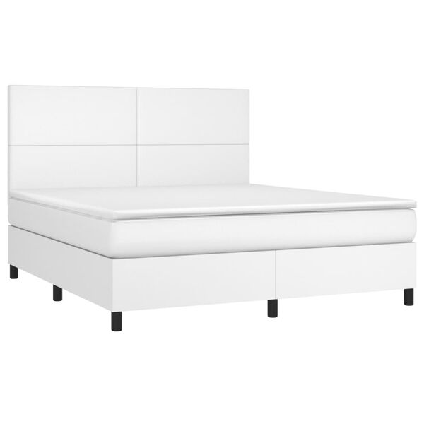 vidaXL Boxspring met matras kunstleer wit 160x200 cm