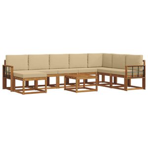 vidaXL Buiten bankenset 9 st Natuurlijk en Beige