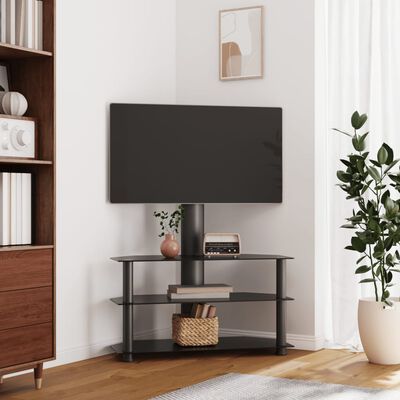 vidaXL Tv-standaard hoek 3-laags voor 32-70 inch zwart