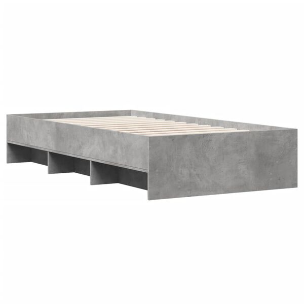 vidaXL Bedframe bewerkt hout betongrijs 75x190 cm