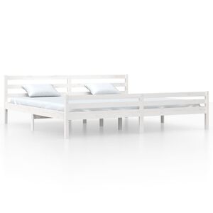 vidaXL Bedframe massief hout wit 200x200 cm
