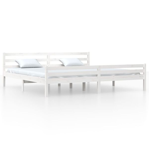 vidaXL Bedframe massief hout wit 200x200 cm