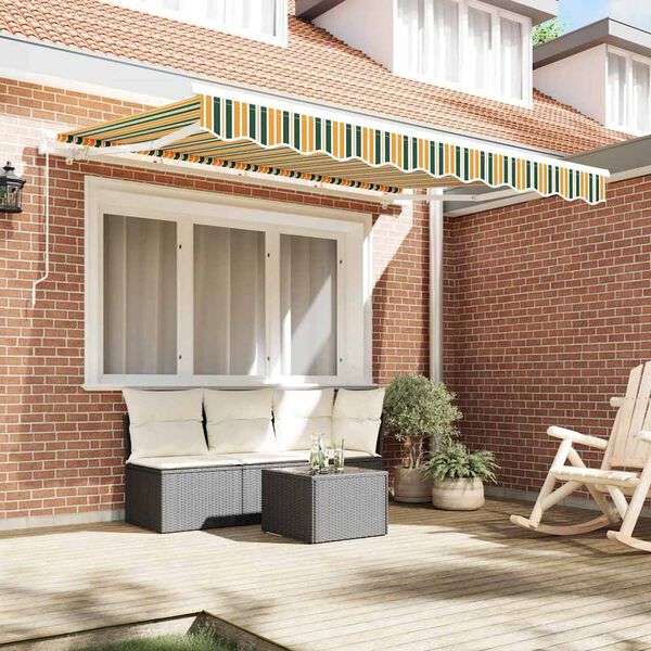 vidaXL Vervangingsdoek voor zonnescherm Groen en geel 330 x 245 cm