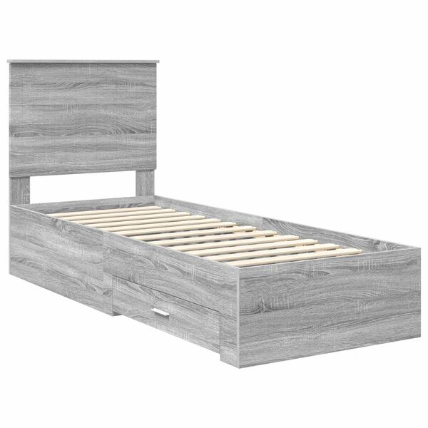 vidaXL Bedframe Grijs Sonoma en Zilver 70 x 190 cm Bewerkt hout