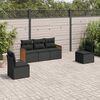 vidaXL 5-delige Loungeset met kussens poly rattan zwart